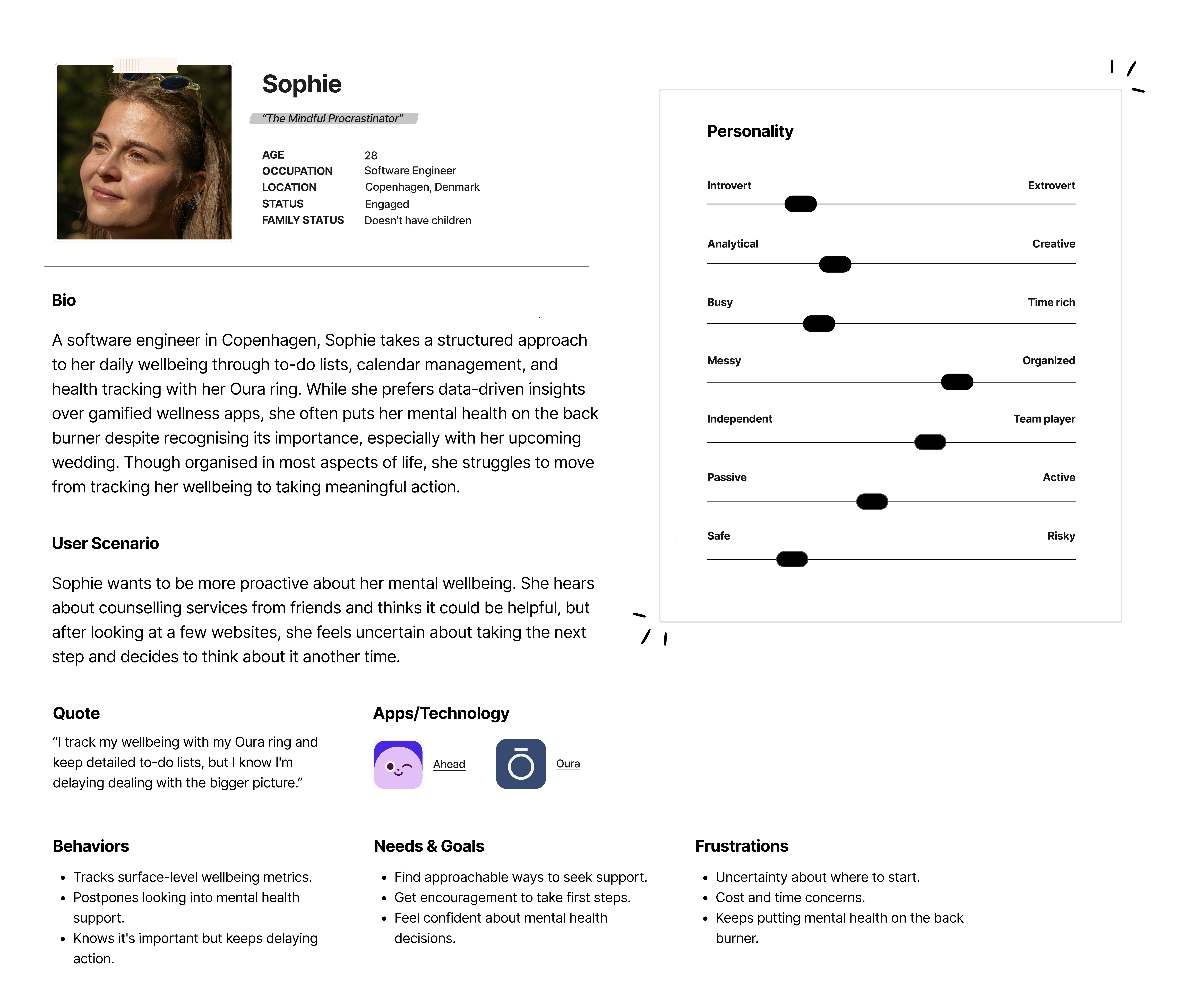 User persona for Sophie