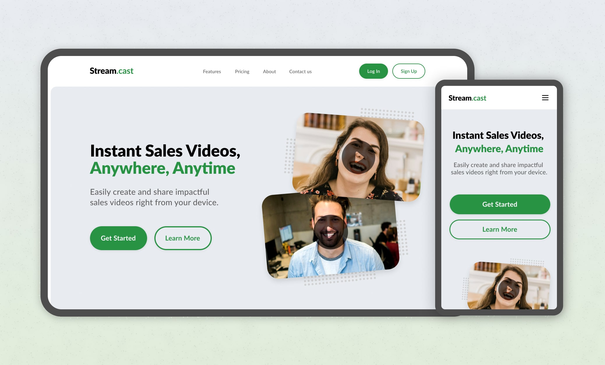 StreamCast SaaS Landing Page - Desktop and Mobile Design