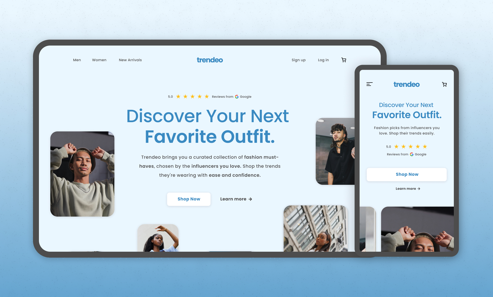 Trendeo E-commerce Landing Page - Desktop and Mobile Design